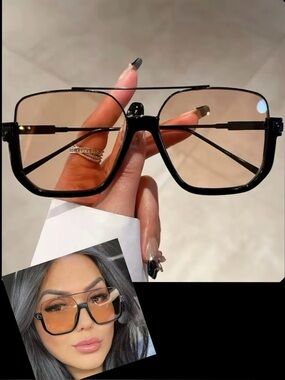 BLACK AND CHAMPAGNE SQUARE SUNNIES- UV400-NEW